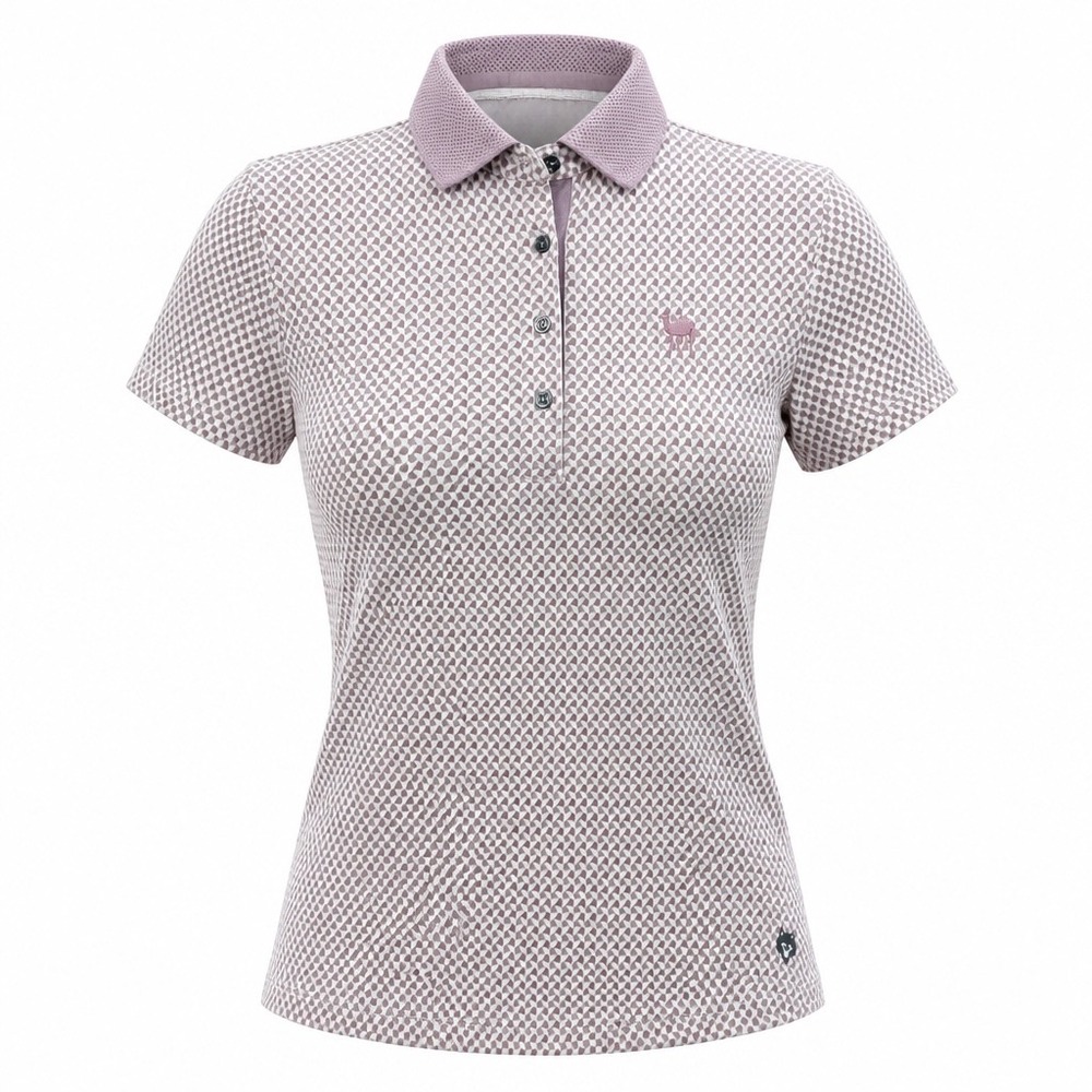 Greyson Clothiers Womens Wolf Whisper Polo Shirt Mauve Geometric Print XS New